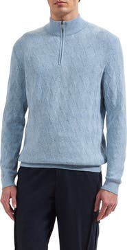 Bugatchi Wool & Cashmere Blend Quarter Zip Sweater