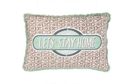 "let's Stay Home" Reversible Rectangle Cotton Stamp Pillow