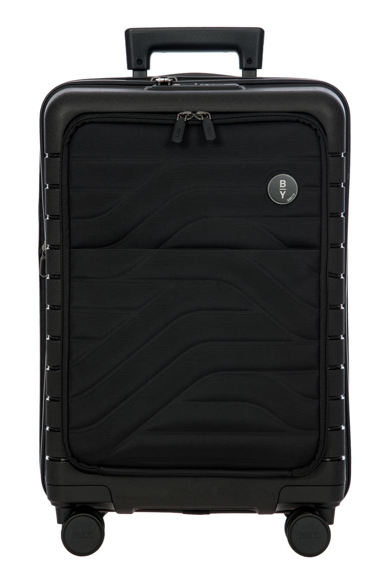 B|Y Ulisse 21 Expandable 21-Inch Spinner Carry-On, Main, color, BLACK