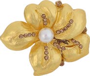 Panacea Pavé Faux Pearl Flower Brooch