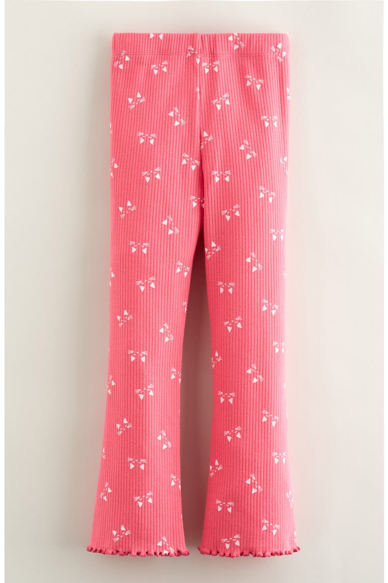 Kids' Rib Print Flare Leggings, Alternate, color, PINK FANDANGO KITTEN FACE