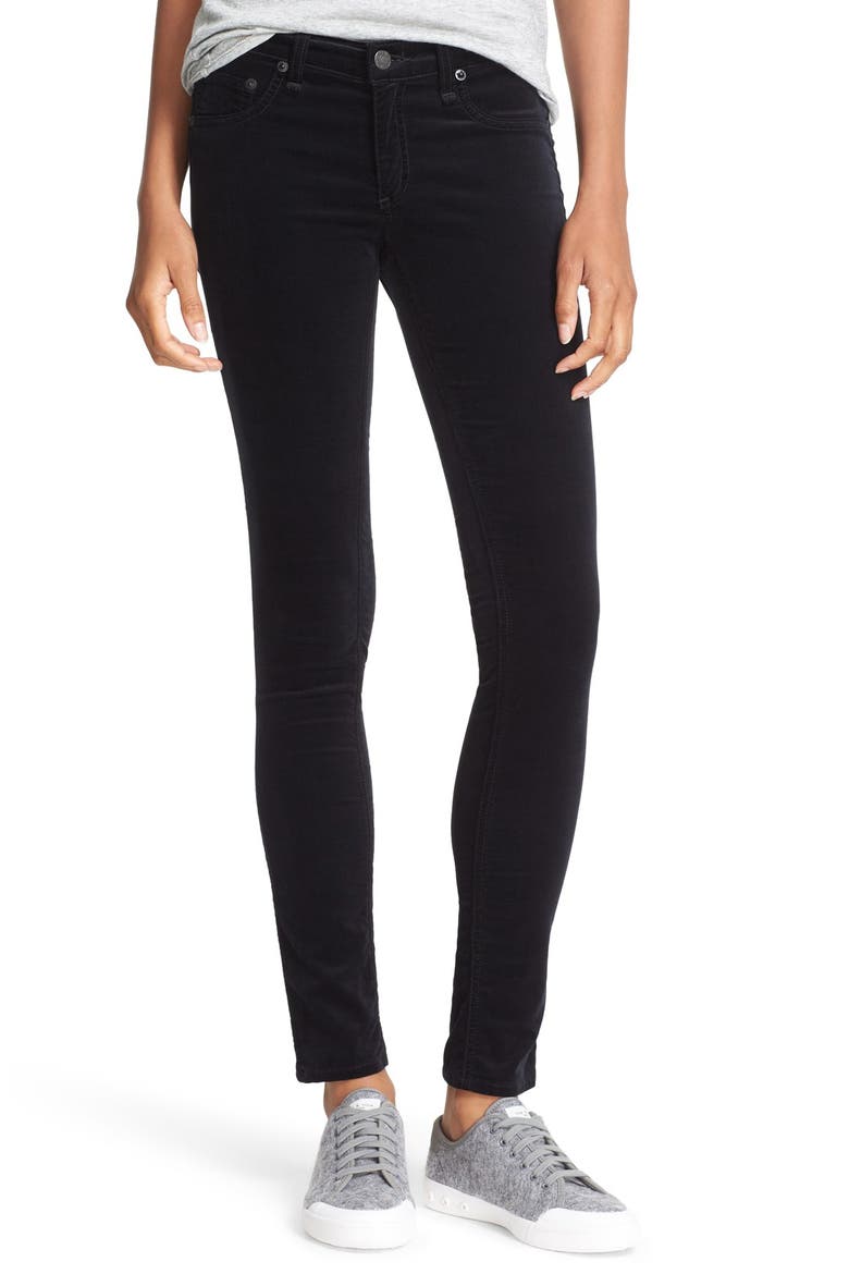 Velvet Skinny Pants, Alternate, color, BLACK