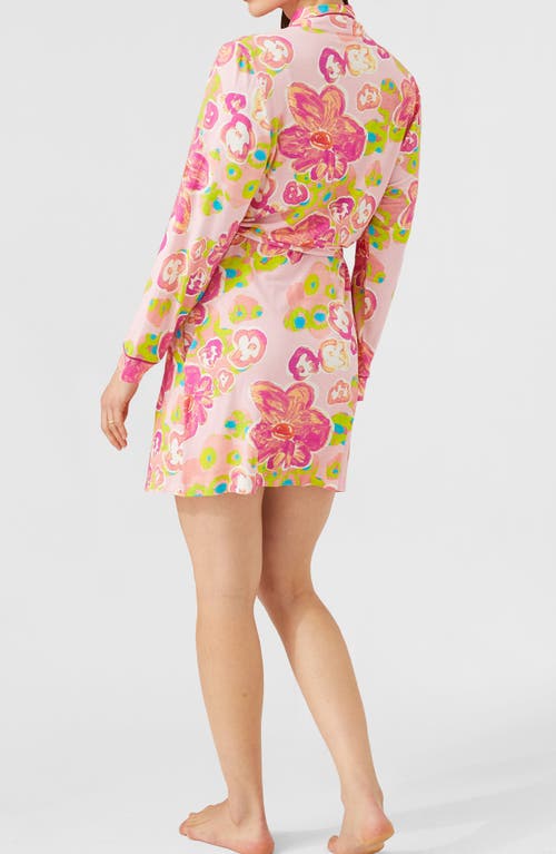 Alivia Joey Print Robe In Floral Pond Pink