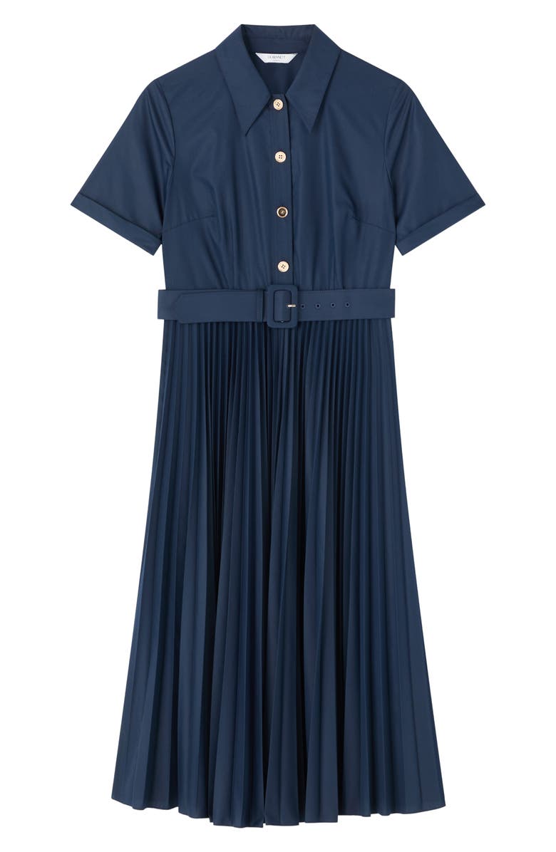 LK Bennett Cally Pleated Shirtdress, Alternate, color, Navy