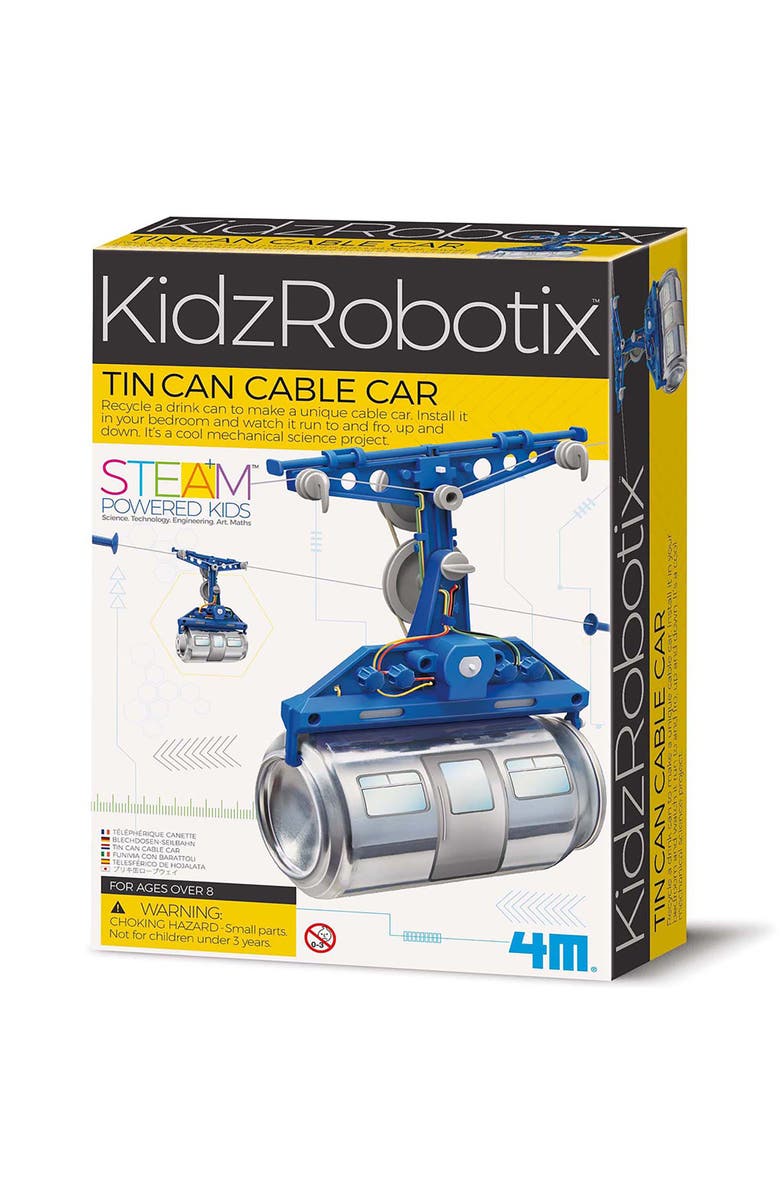 4M KidzRobotix Tin Can Cable Car, DIY Building Science Kit, Kids 8+, Main, color, Multicolored