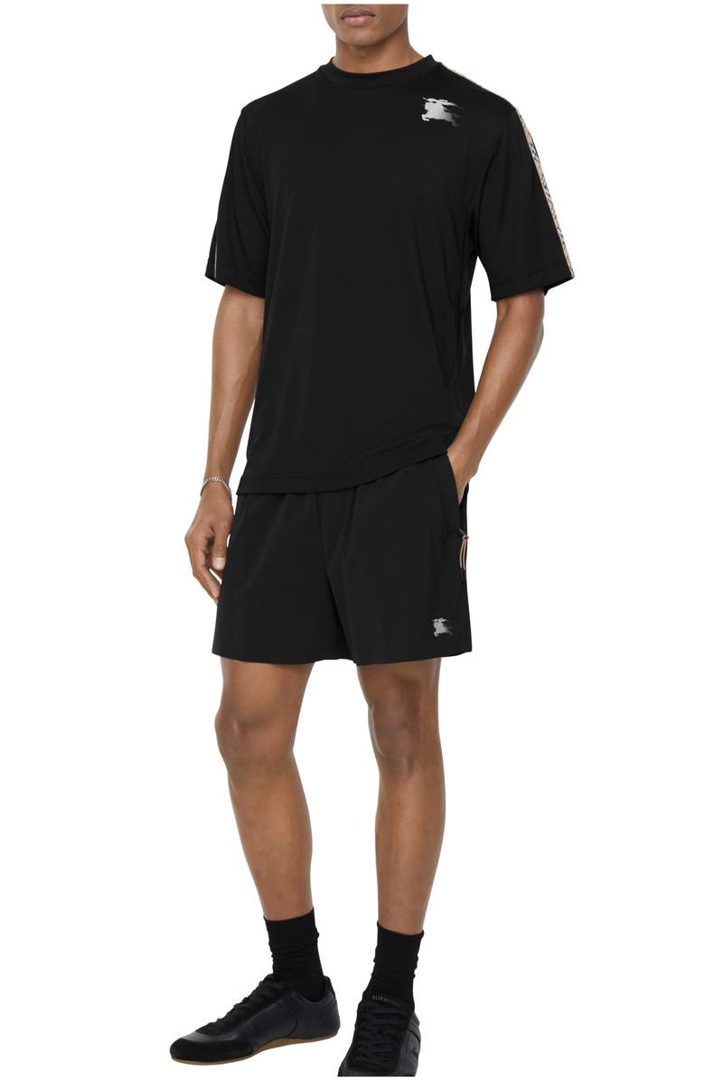 Burberry Check Trim Stretch Nylon Shorts, Main, color, Black
