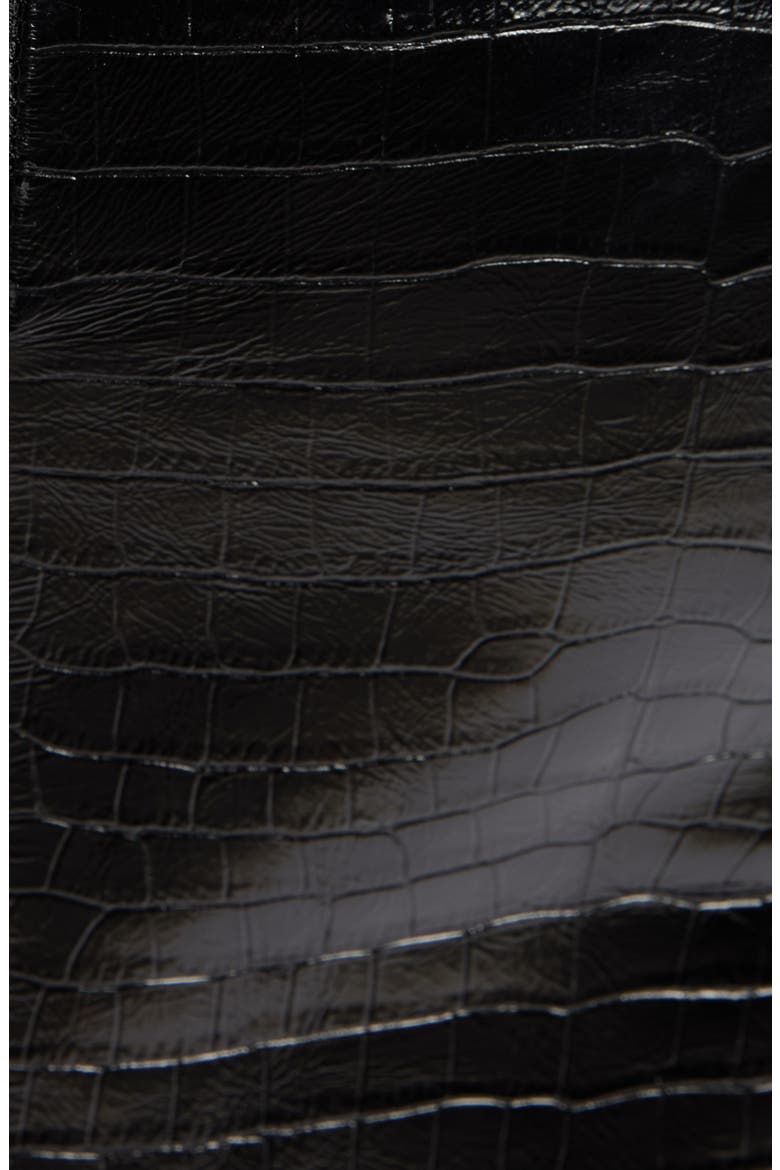 Croc Embossed Leather Pencil Skirt, Alternate, color, BLACK
