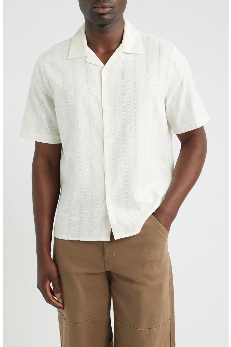 Didcot Tonal Dobby Stripe Camp Shirt, Main, color, ECRU
