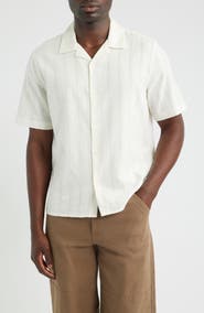 Wax London Didcot Tonal Dobby Stripe Camp Shirt