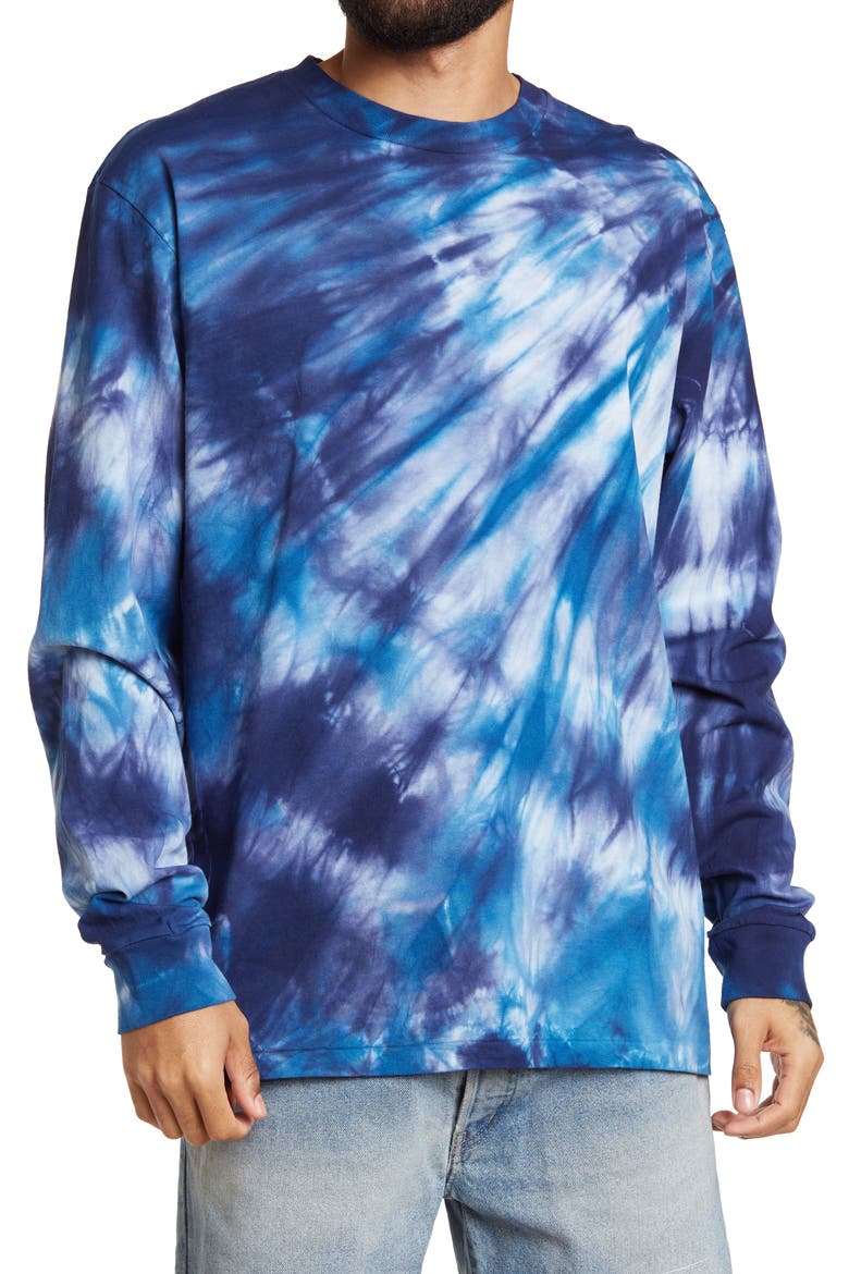 University Tie Dye Long Sleeve Cotton T-Shirt, Main, color, PACIFIC