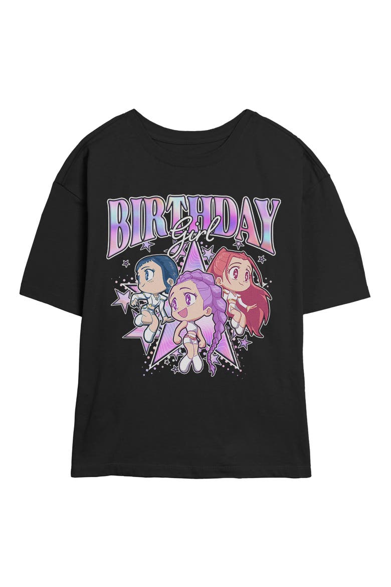 Junior's Kpop Demon Hunters Huntrix Birthday Girl  Graphic T-Shirt, Main, color, Black
