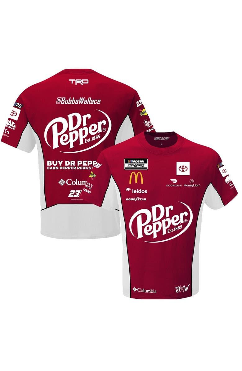 23XI Racing Men's 23XI Racing Burgundy Bubba Wallace Dr. Pepper Sublimated Uniform T-Shirt, Main, color,