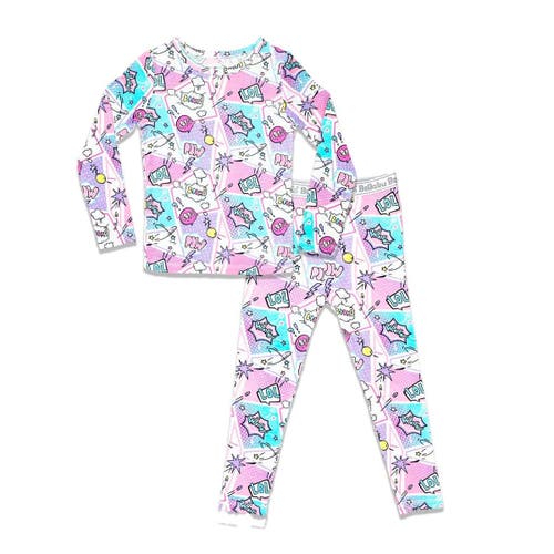 Bellabu Bear Kids' Comic Purple Set Of 2 Piece Pajamas In Purple