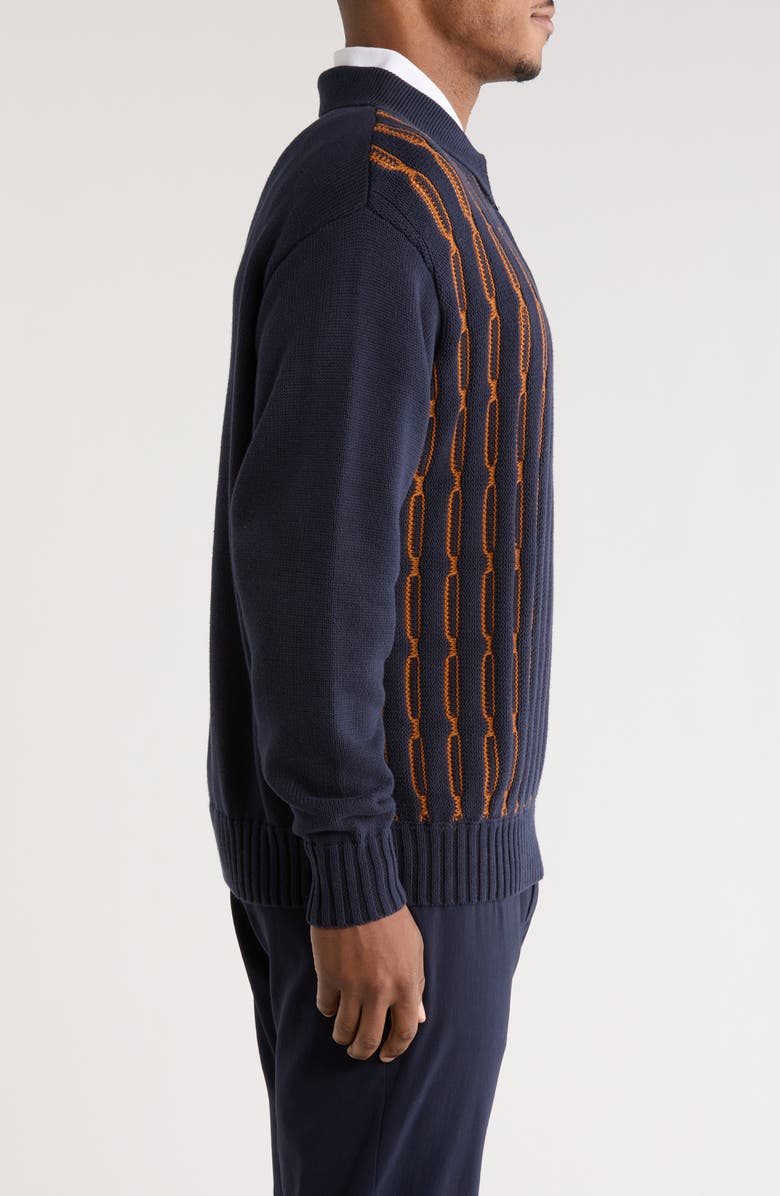 Malbon Golf Links Cotton Quarter Zip Polo Sweater, Alternate, color, Navy