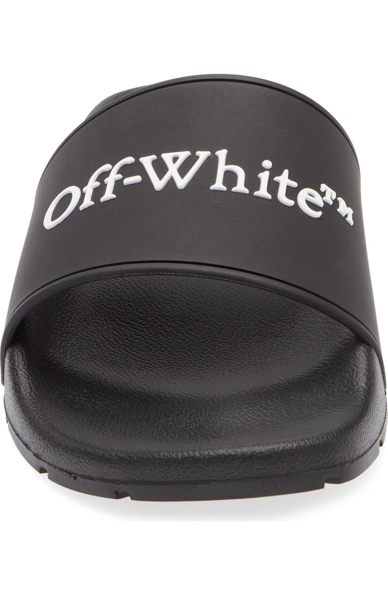 Off-White Bookish Logo Slide Sandal, Alternate, color, Black - White