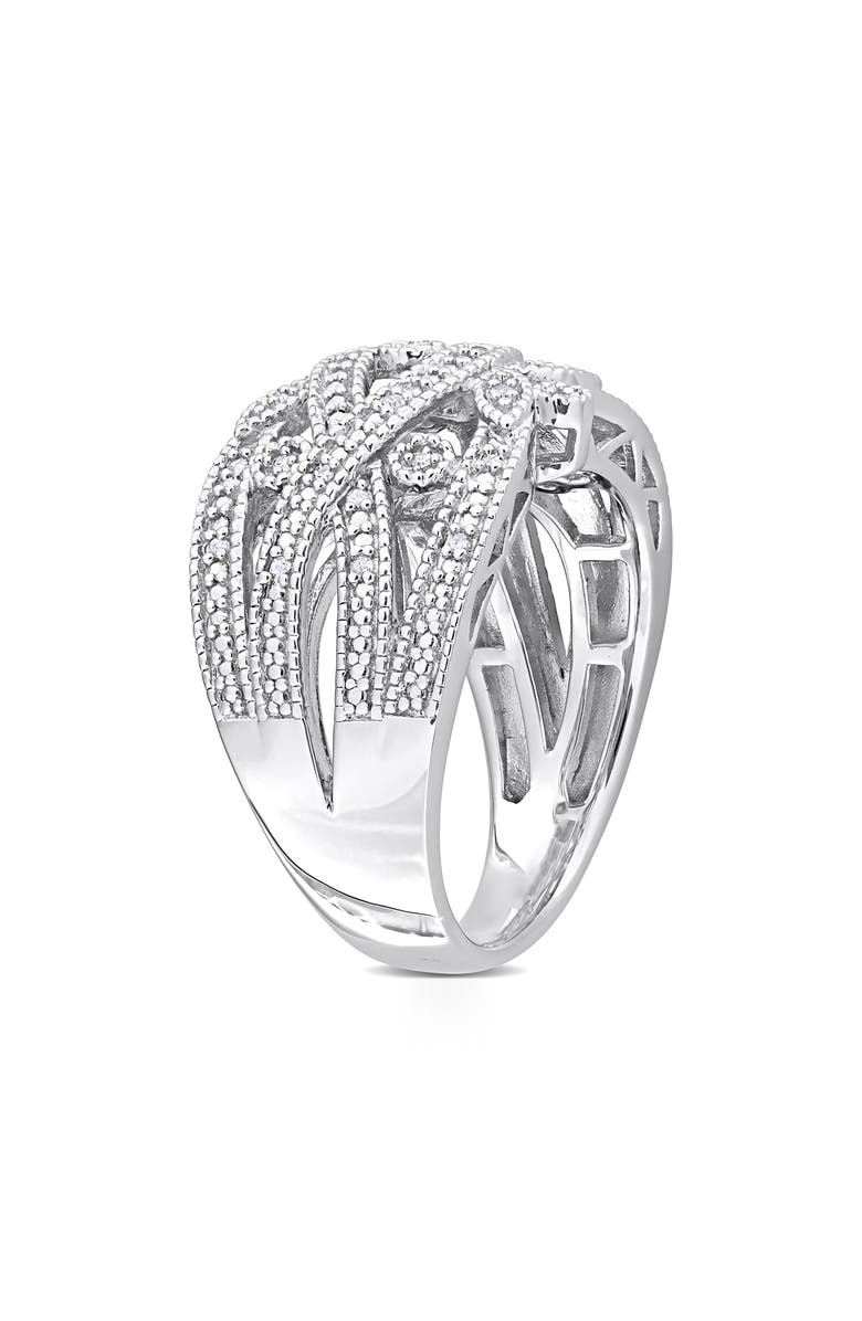 DELMAR Sterling Silver Braided Diamond Band Ring -0.078 ctw, Alternate, color, 