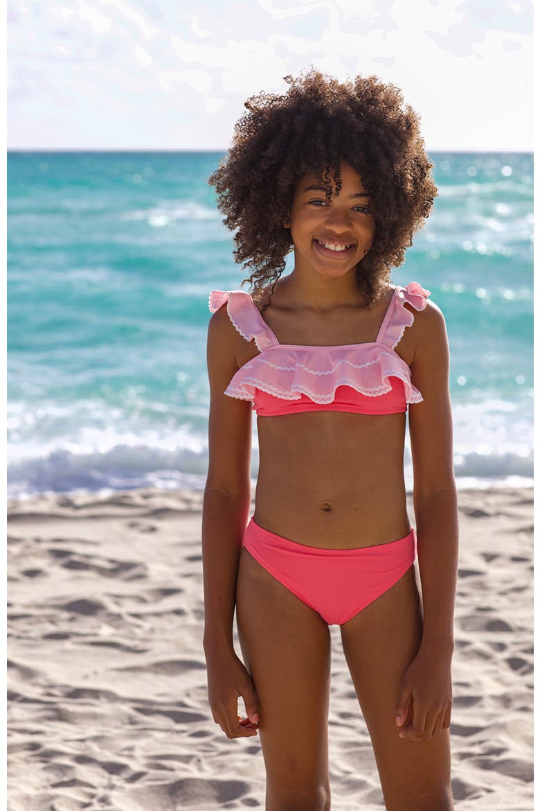 Bandeau Tiered Ruffle Color-Blocked Two-Piece Bikini (Women