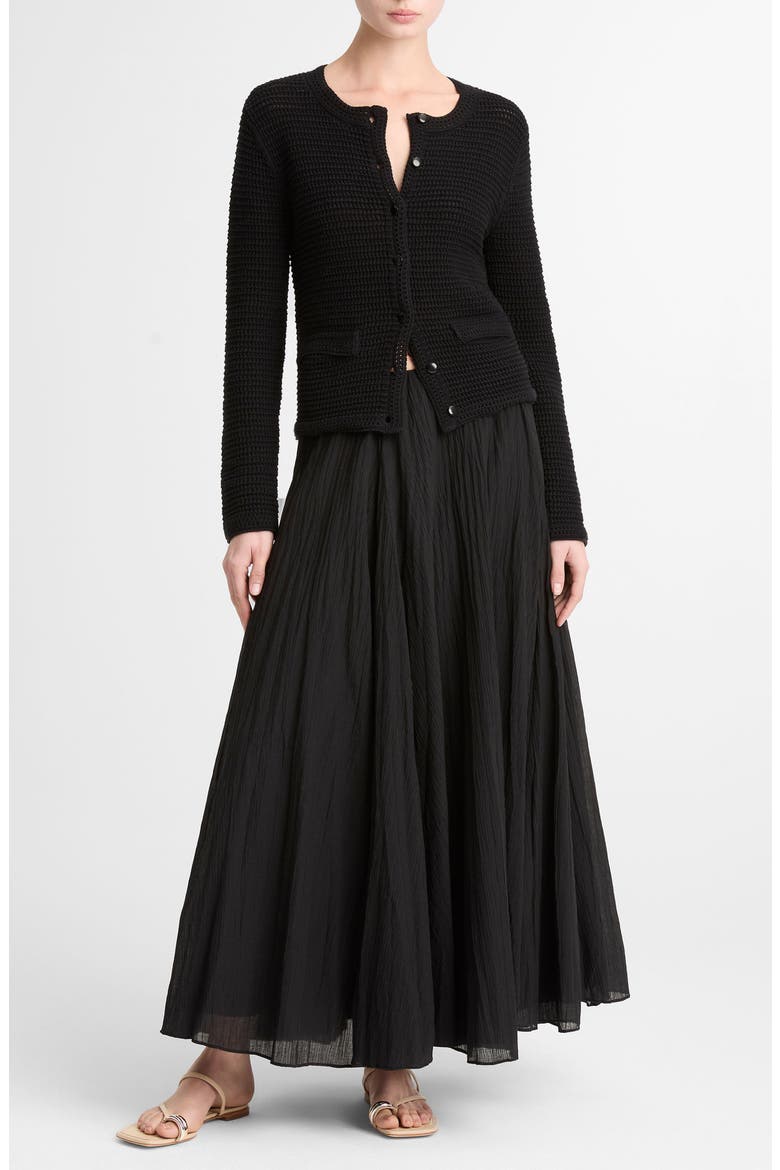 Cotton Open Stitch Cardigan, Alternate, color, BLACK