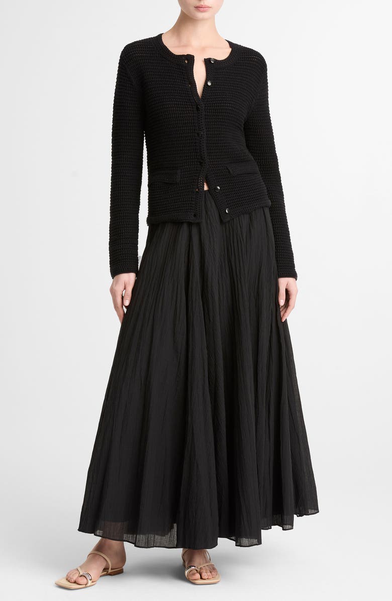 Vince Cotton Open Stitch Cardigan, Alternate, color, Black