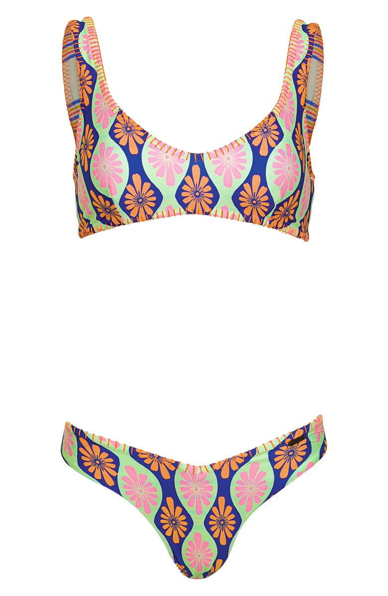 Maaji Stamped Blooms Valerya Bikini Bottoms, Alternate, color, Open Pink