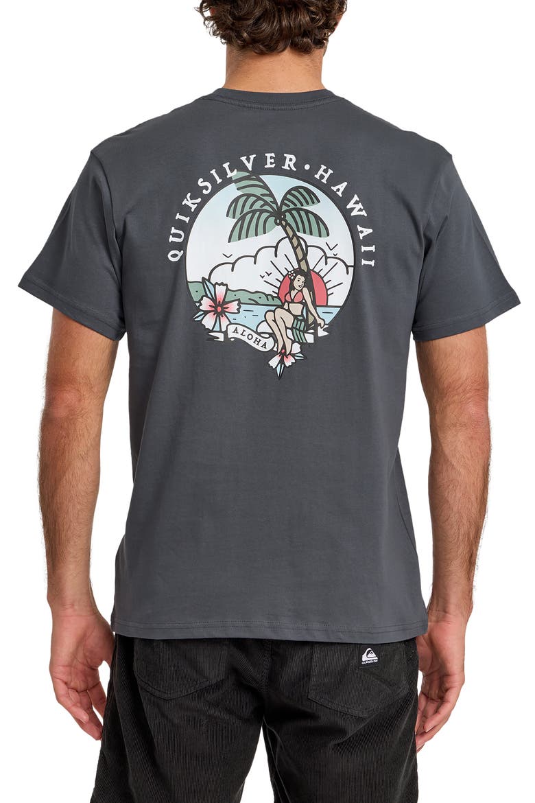 HI Hula Sunset Cotton Graphic T-Shirt, Alternate, color, IRON GATE