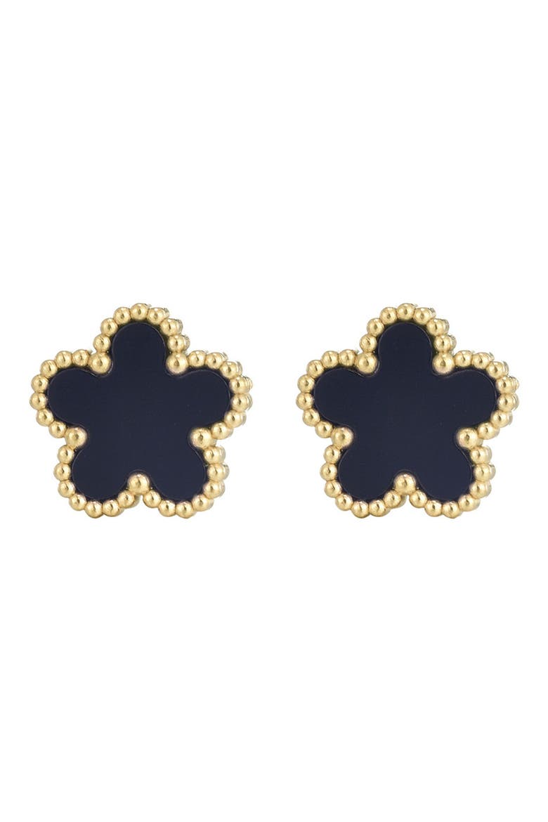 Clover Stud Earrings, Main, color, BLACK