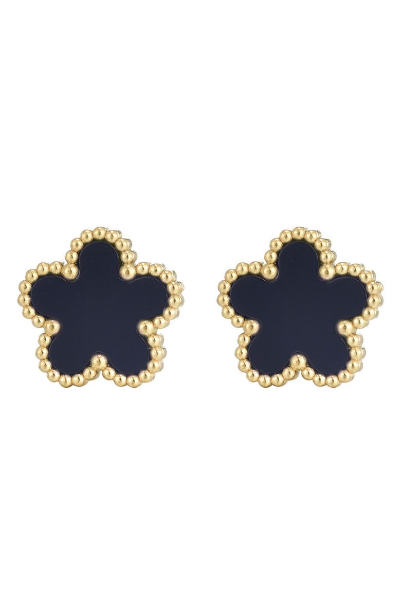 Adornia Clover Stud Earrings, Main, color, Black