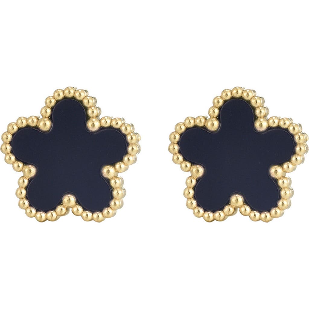 Adornia Clover Stud Earrings In Black