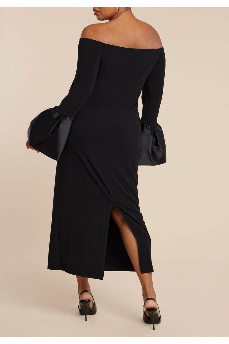 Off Shoulder Cuff Detail Maxi Dress, Alternate, color, BLACK ONYX