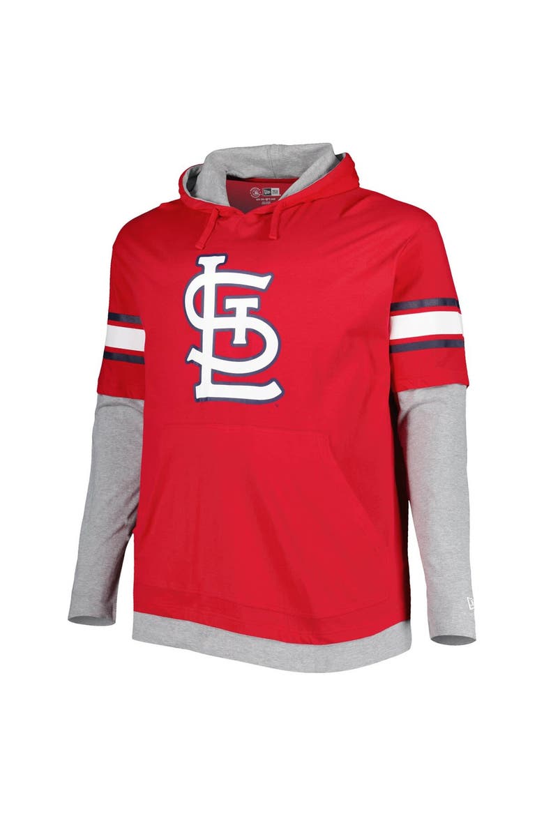 Men's New Era Red St. Louis Cardinals Big & Tall Twofer Pullover Hoodie, Alternate, color, Red