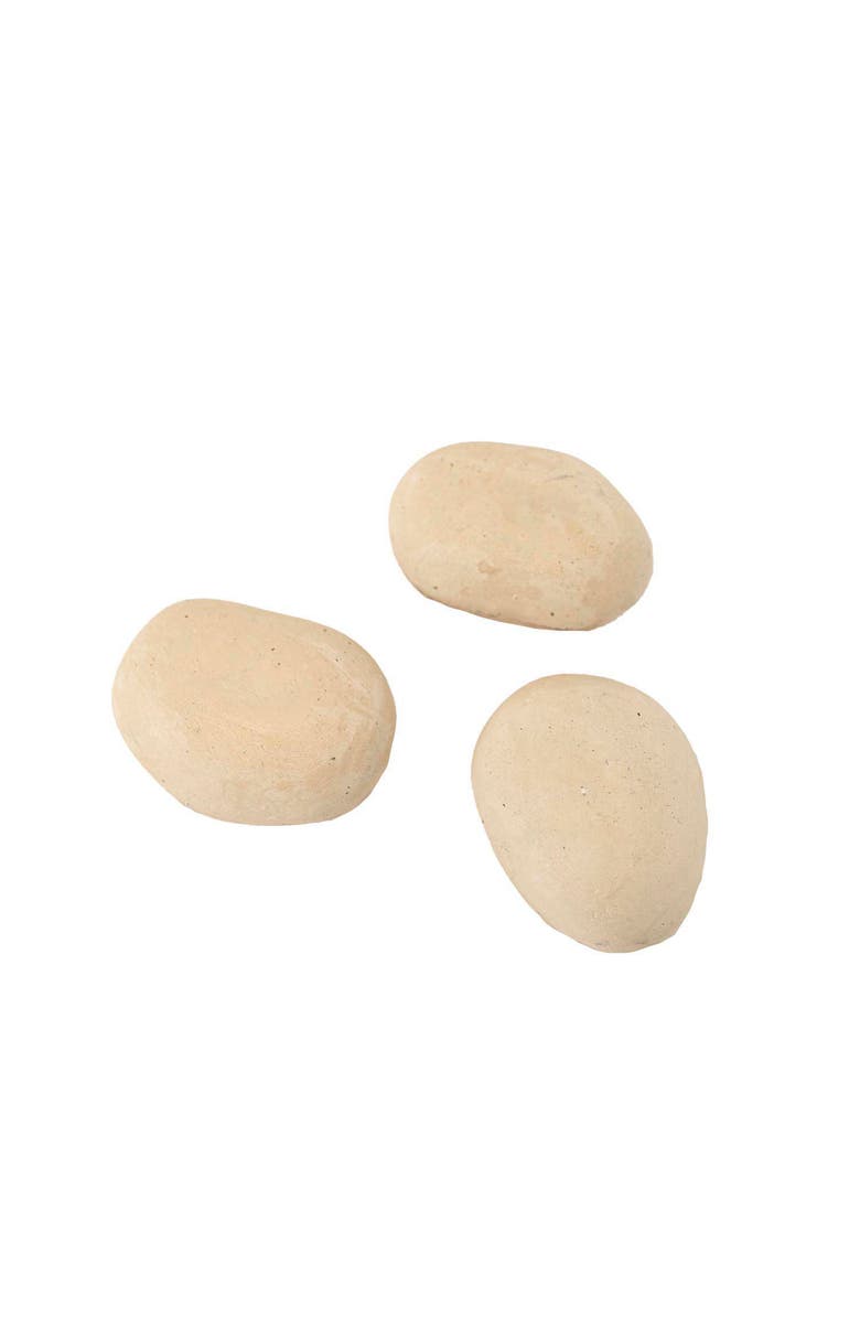 Foreside Home and Garden Set of 3 Indoor Decorative Stones Cream Paper Mache, Alternate, color, Off-White