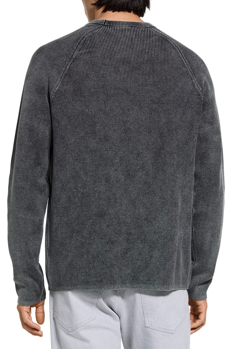 Washed Crewneck in Cotton Sweater, Alternate, color, WASHED BLACK