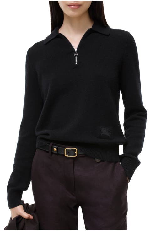 Long-sleeve Cashmere Polo Shirt