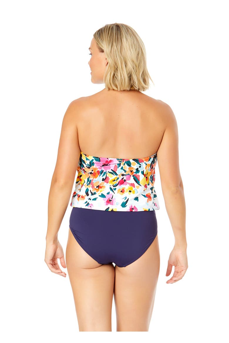 Women's Gradient Floral Strapless Blouson Keyhole One Piece Swimsuit, Alternate, color, Gradient Floral