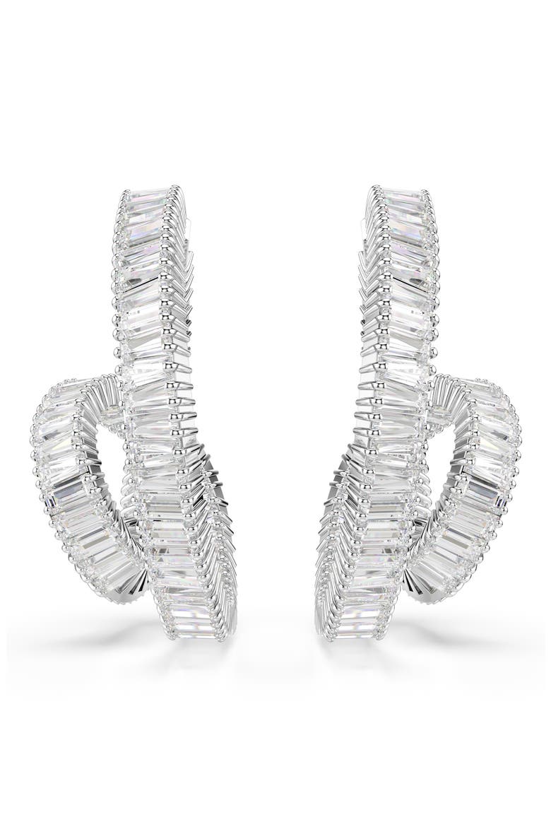 Matrix Twisted Hoop Earrings, Alternate, color, RHODIUM/ WHITE