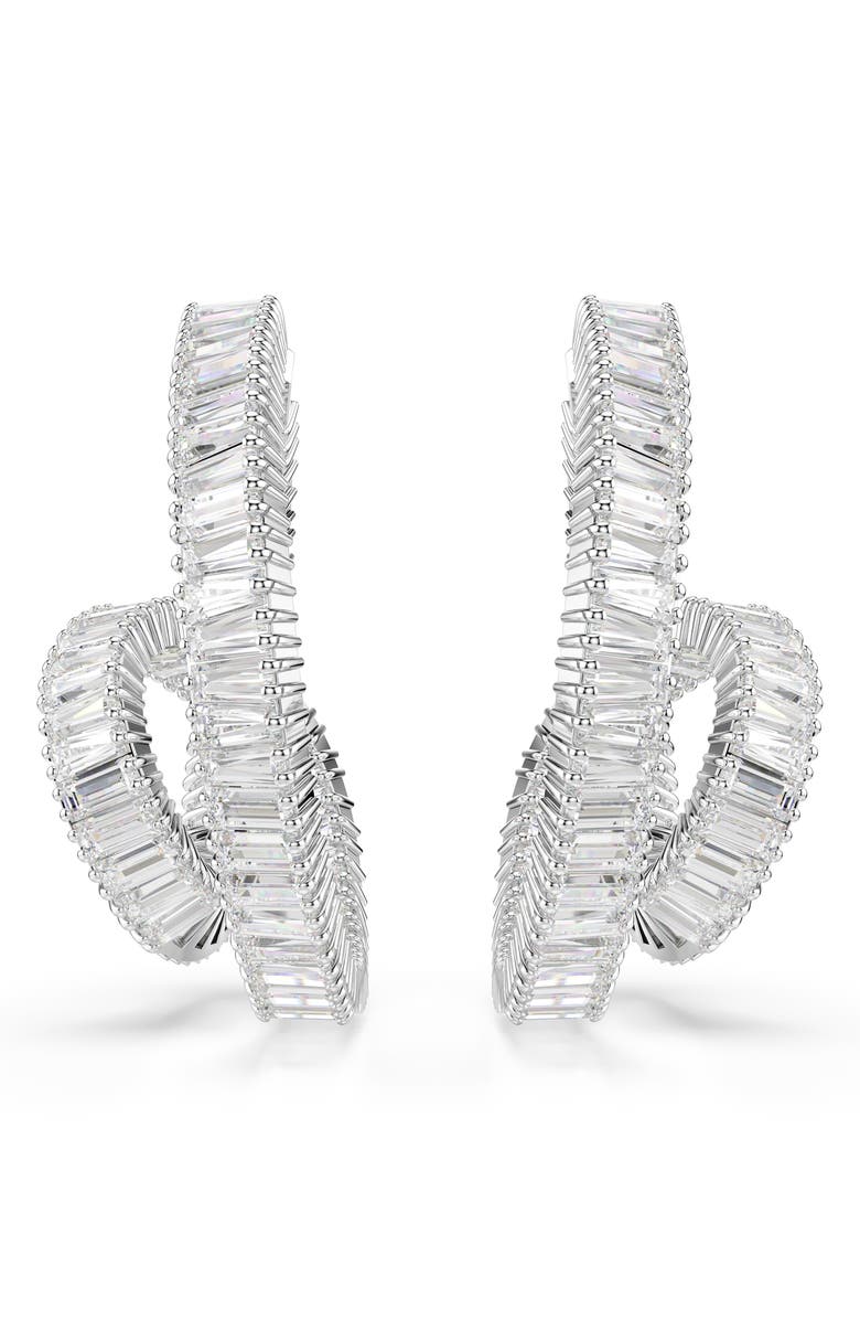 Swarovski Matrix Twisted Hoop Earrings, Alternate, color, Rhodium/ White