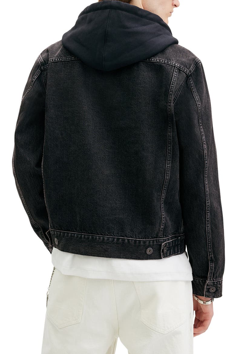 Spirit Denim Jacket with Removable Jersey Hood, Alternate, color, BLACK