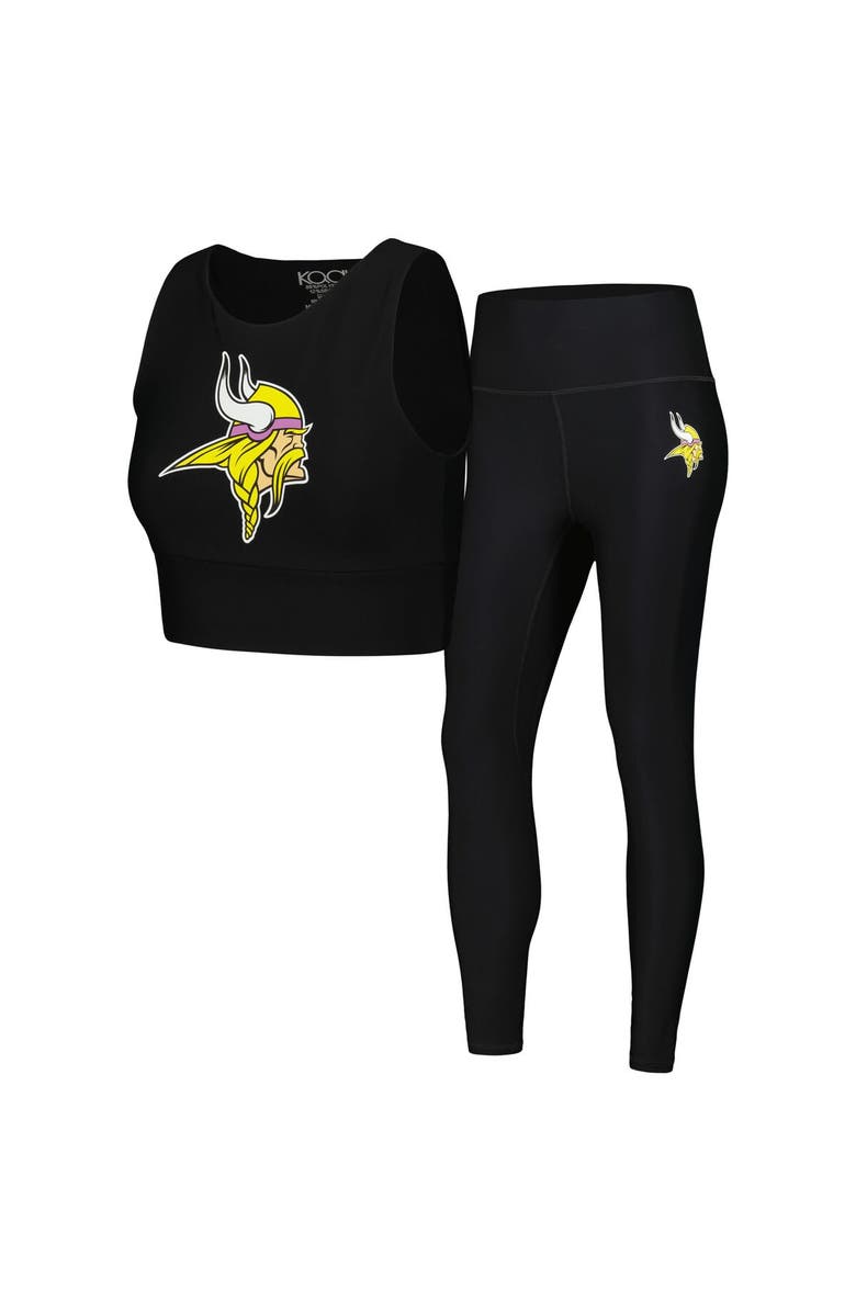 Kadi Brand Women's Black Minnesota Vikings Leggings & Midi Bra Set, Alternate, color, 