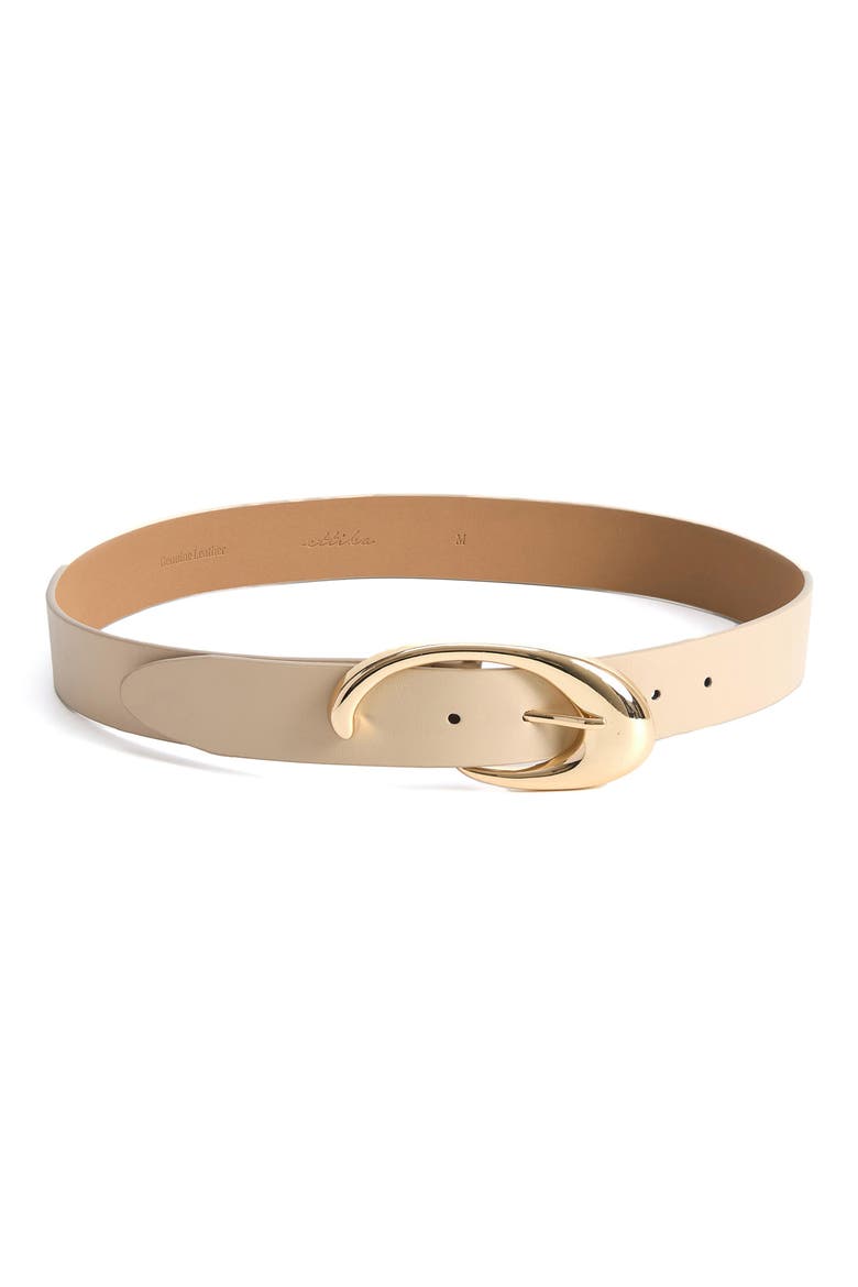 Sculpted Flow Leather Belt, Main, color, IVORY