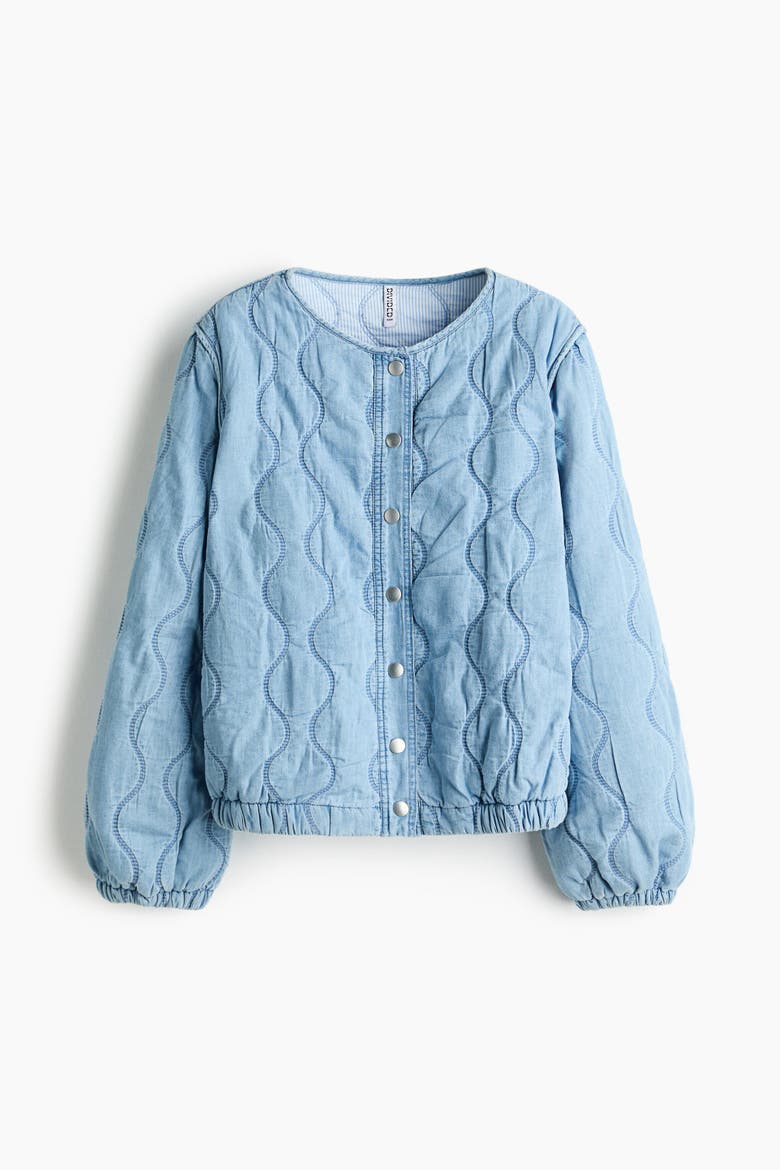 Quilted Denim Jacket, Alternate, color, Light denim blue
