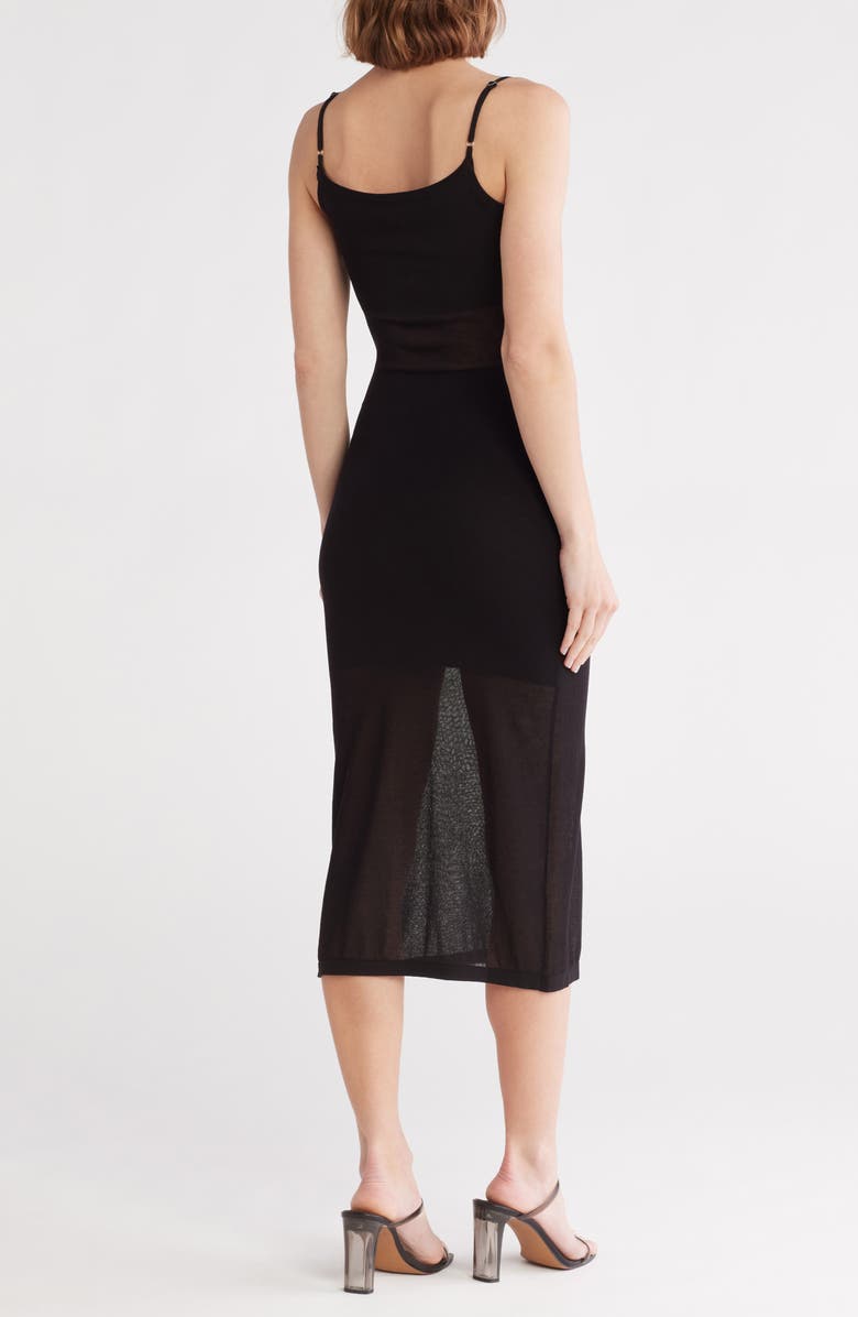 Lush Semisheer Knit Body-Con Midi Dress, Alternate, color, Black