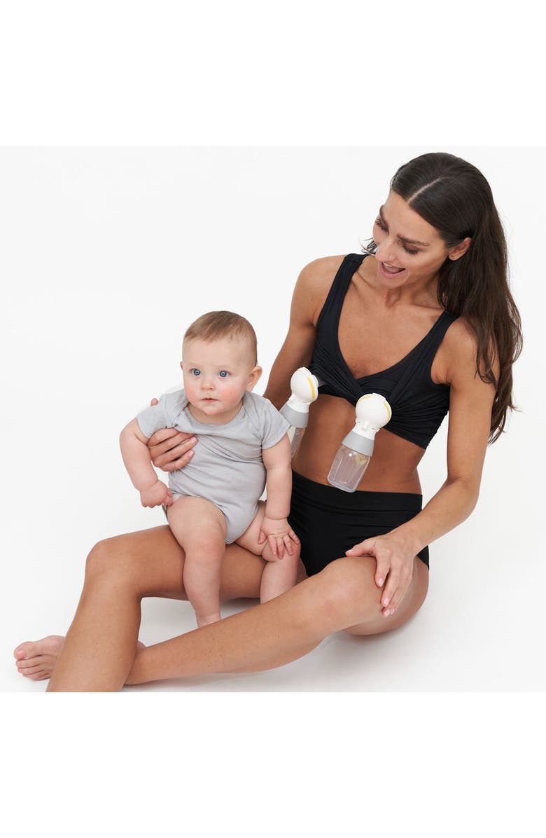 LARKEN X Maternity, Nursing + Hands - Free Pumping Bra, Alternate, color, Black