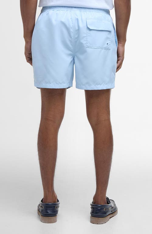 Shop Barbour Staple Logo Swim Trunks In Ocean Sky Blue