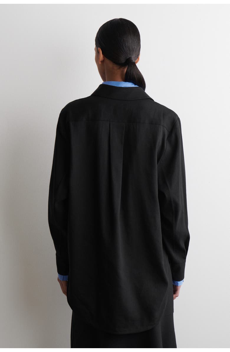 COS Longline Linen Shirt, Alternate, color, Black