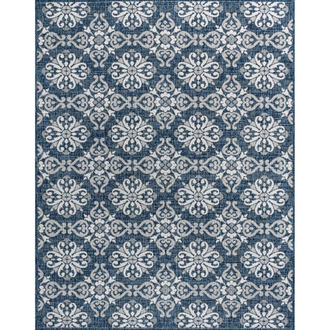 Amora Traditional Mediterranean Tile Design Indoor/Outdoor Area Rug