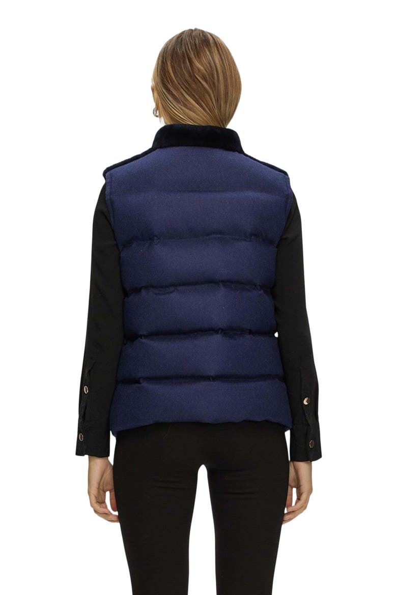 Reversible Select Genuine Shearling Vest With  Loro Piana Wool And Cashmere Quilted Down Back, Alternate, color, NAVY/NAVY