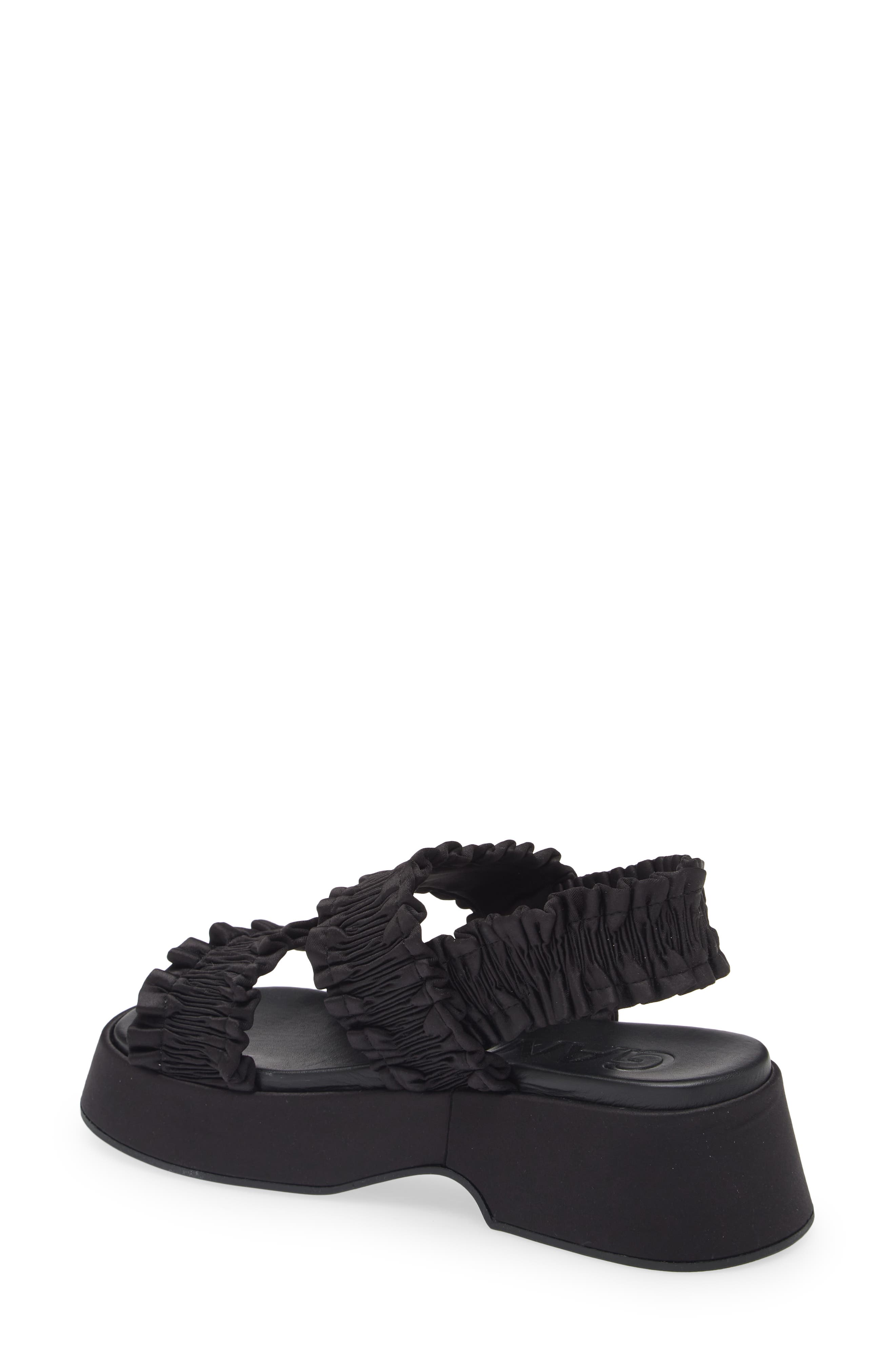Ganni Smocked Slingback Platform Sandal, Alternate, color, 