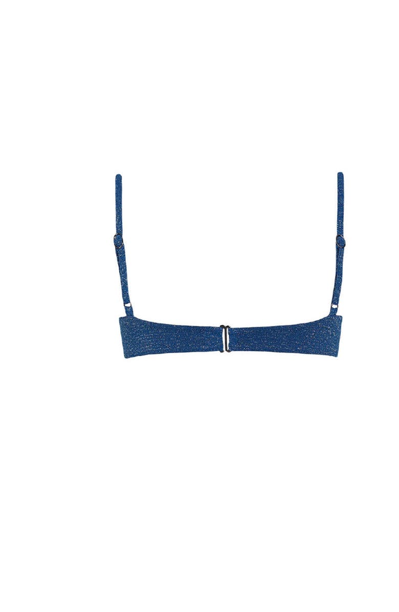 KIBYS Sacred Sun Luxe Shimmer Praia Triangle Bralette Top, Alternate, color, Shimmery Blue