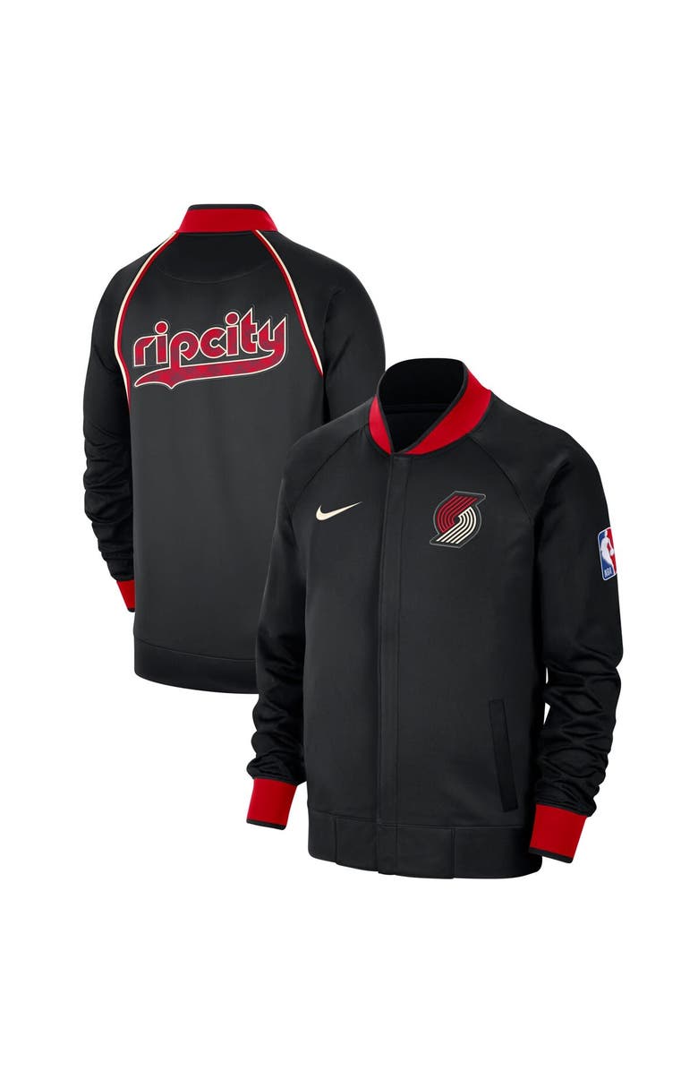 Nike Men's Nike Black Portland Trail Blazers 2023/24 City Edition Authentic Showtime Performance Raglan Full-Zip Jacket, Alternate, color, 