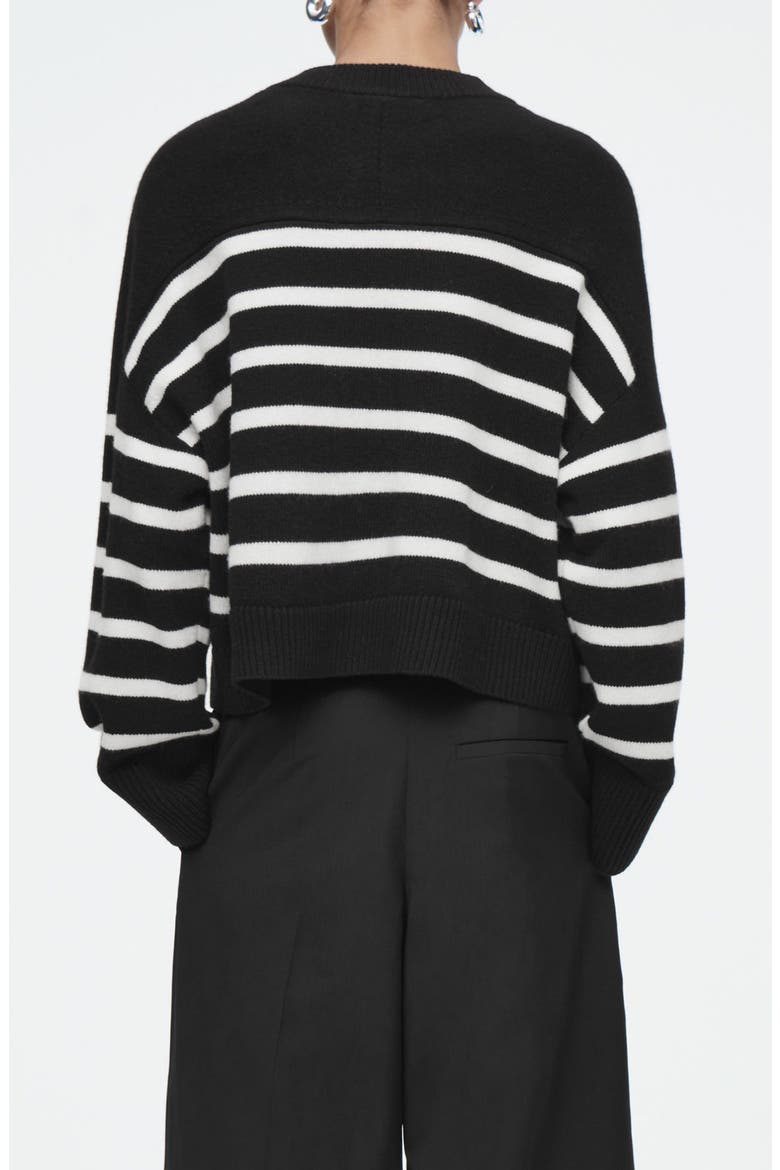 Stripe Wool Cardigan, Alternate, color, BLACK DARK